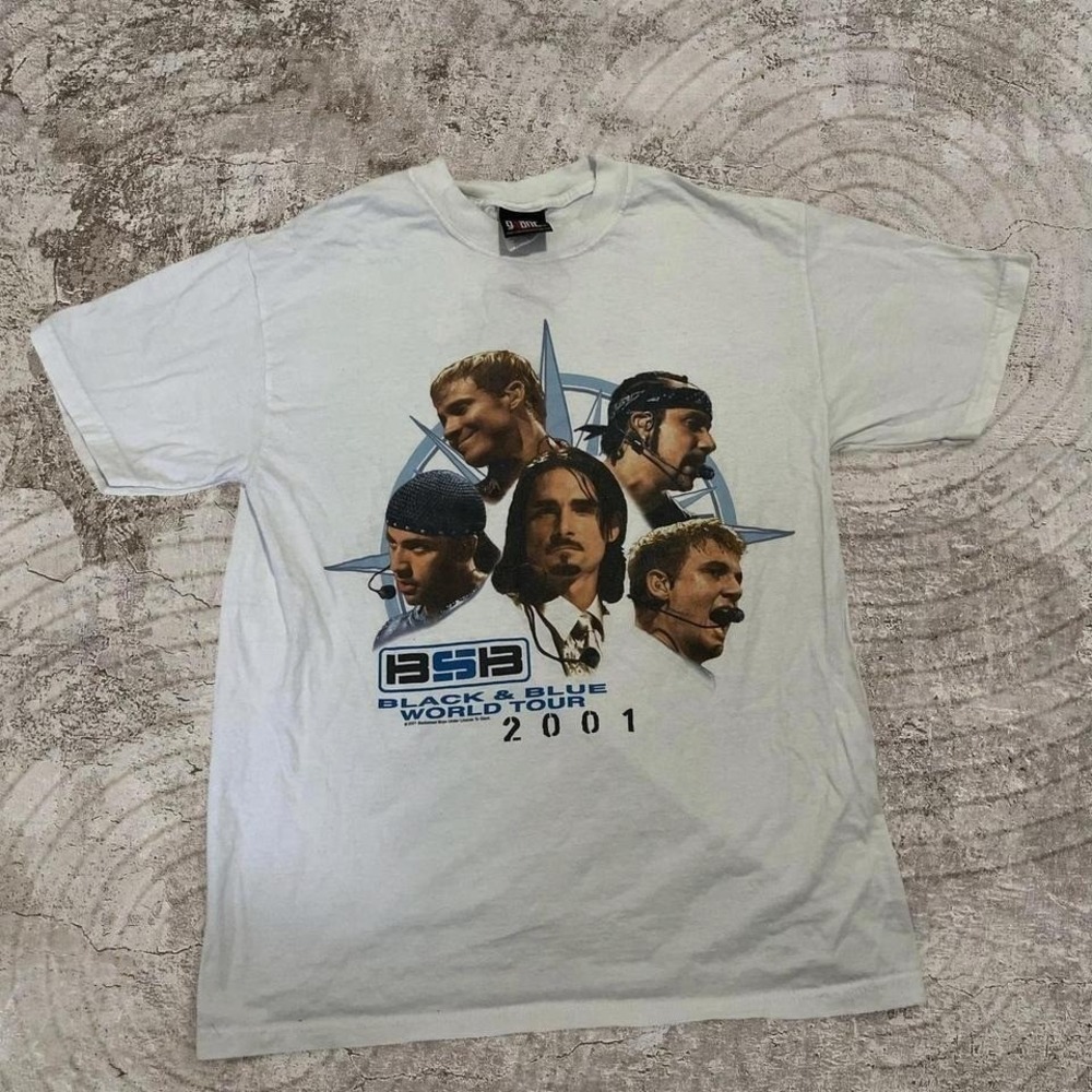 Vintage Y2k 2001 Backstreet Boys BSB World Tour T-shirt Medium Concerts Music
